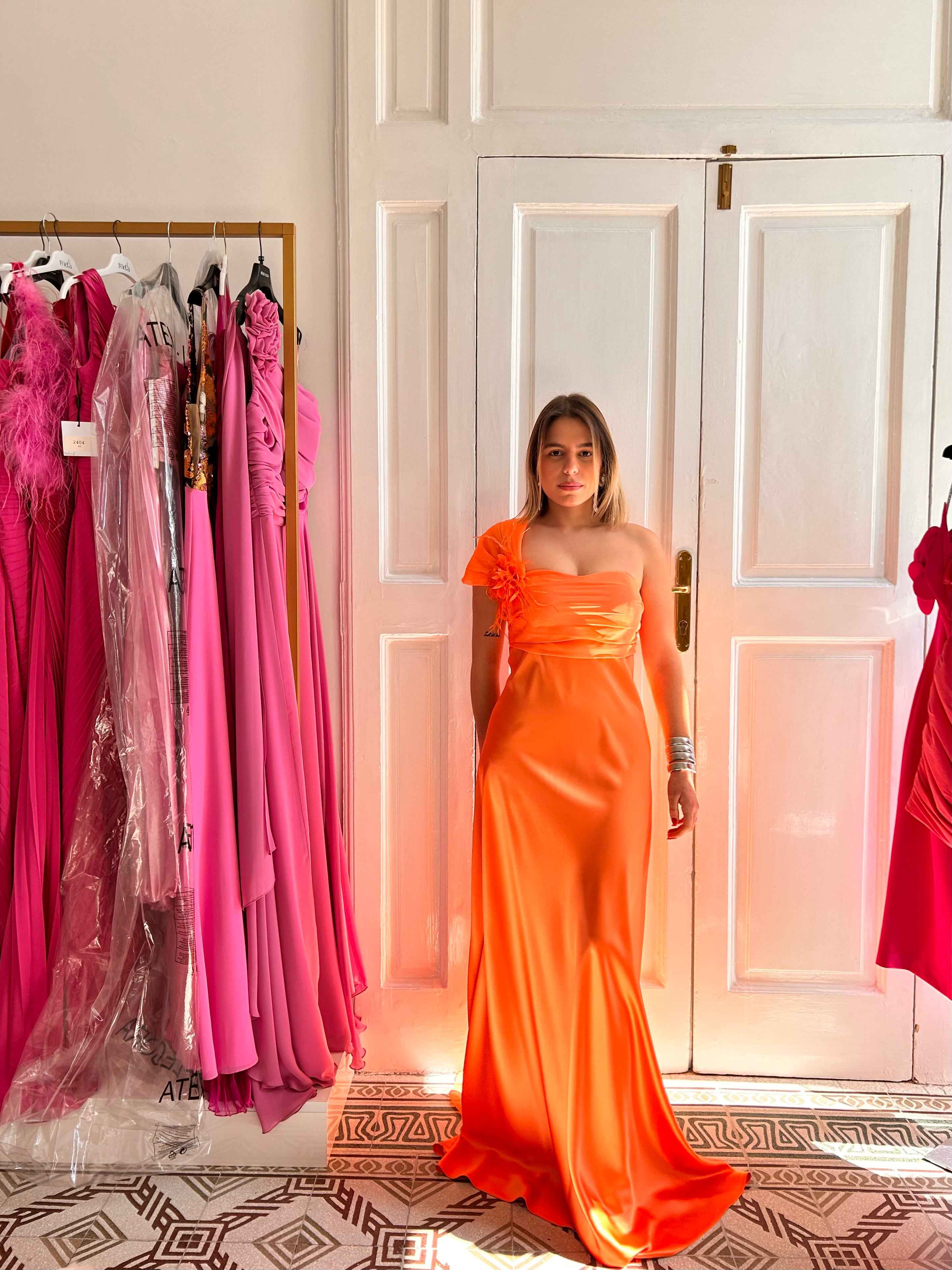 SOLOGIOIE DRESS ORANGE FLOWER