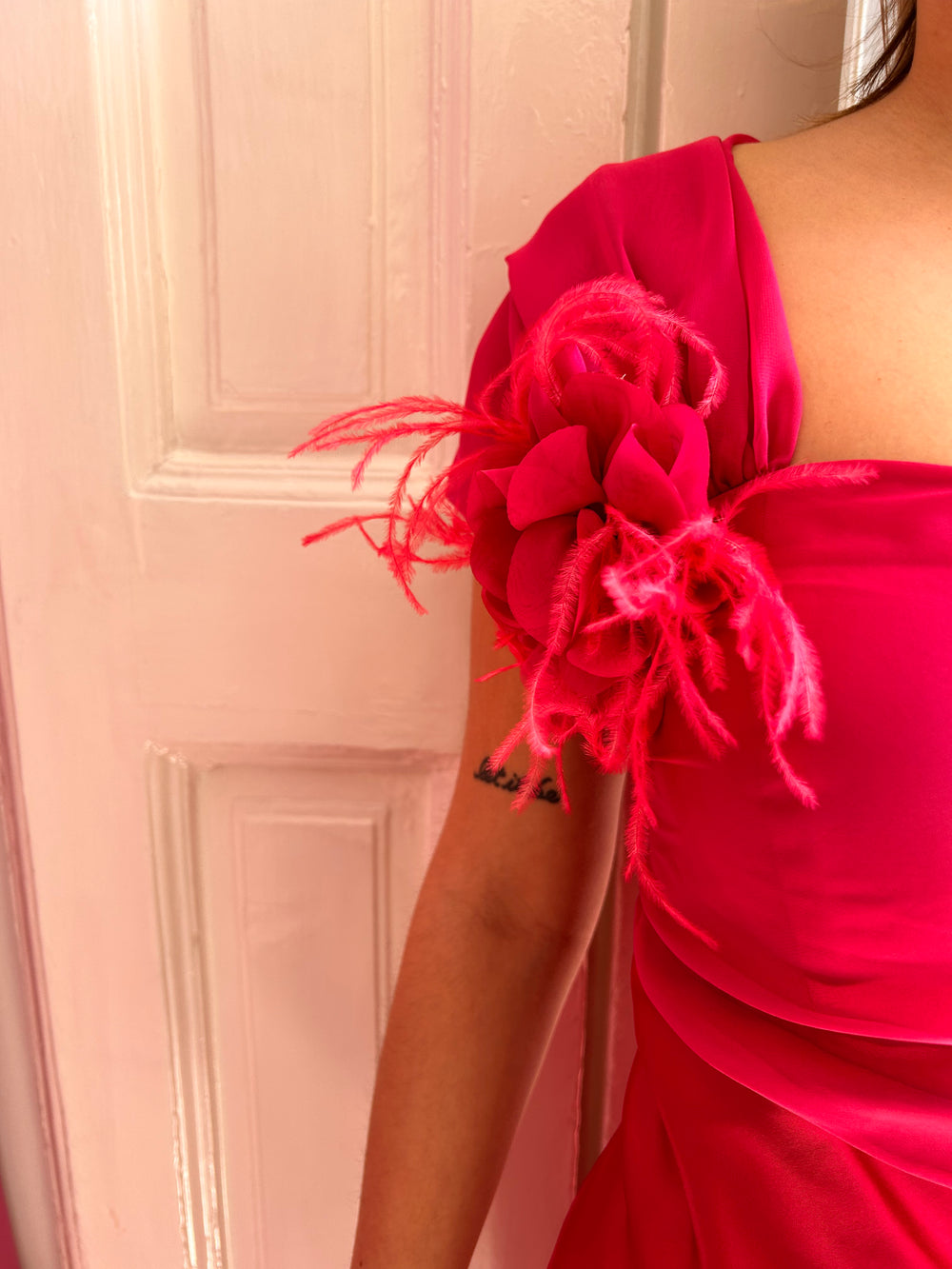 SOLOGIOIE DRESS PINK FLOWER