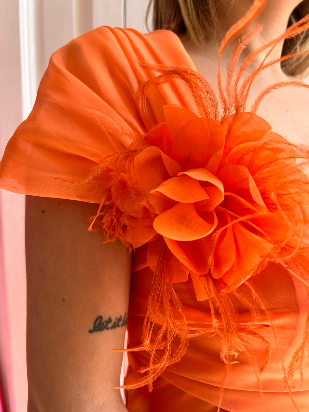 SOLOGIOIE DRESS ORANGE FLOWER